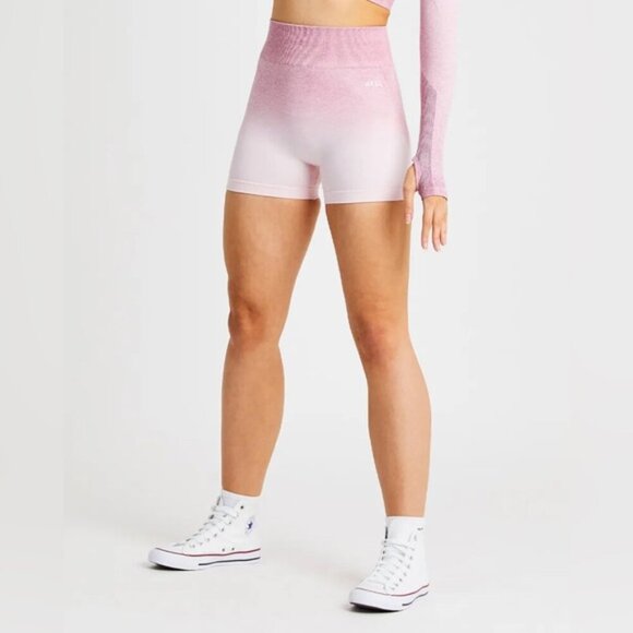 NEW AYBL baby pink ombré gradient PLUSE high waist seamless active gym shorts XS - Picture 3 of 8